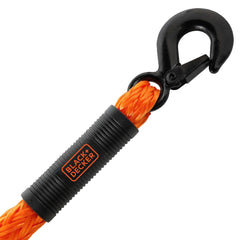 Black/Orange 14' Tow Rope with Easy Grip Handles and Steel Forged G-Clip Hooks (4,500 lb Break Strength)