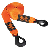 Black/Orange 2" x 20' Tow Strap - Heavy-Duty (9,000 lb Break Strength) for Emergency Off-Road Towing