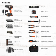 20V MAX* POWERCONNECT™ Cordless Drill/Driver with 83-Piece Home Project Kit and Tool Bag, Battery and Charger Included