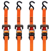 Black/Orange 1" x 10' Ratchet Tie Down Straps with Ergonomic Handles (2,500 lb Break Strength) for Securing Cargo, 4 Pack