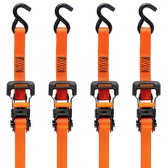 Black/Orange 1" x 10' Ratchet Tie Down Straps with Ergonomic Handles (2,500 lb Break Strength) for Securing Cargo, 4 Pack