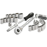 Socket Set, 40-Piece, Chrome, Carrying Case