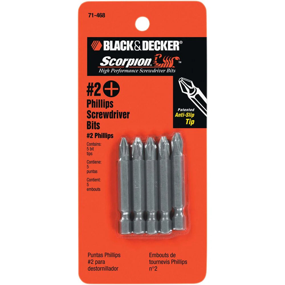 No.2 Phillips Power Bit, 5-Piece