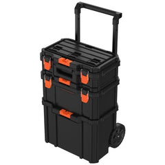 Stackable Storage System - 3 Piece Set (Small, Deep Toolbox, and Rolling Tote)