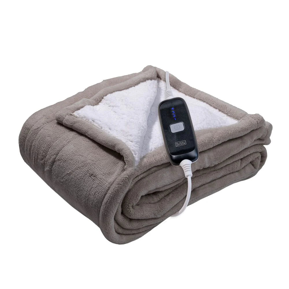 Heated Throw Blanket, 50" x 60", Faux Shearling, 4 Heat Settings, 3 Hour Automatic Shut-Off, Machine Washable, Fast Heating, Overheat & Overcurrent Shut Off, Electric, Soft, ETL, Grey