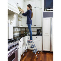 Three Step 225 lb Capacity Steel Stool, Gray