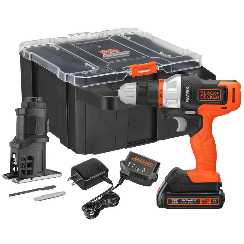 20V MAX *POWERCONNECT™ MATRIX™ Cordless Drill Kit, Includes Jig Saw Attachment, Storage Case, Battery and Charger Included