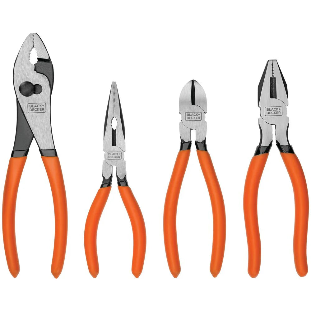 4 Piece Plier Set With Comfort Grips: 8 in, 7 in, Two 6 in.