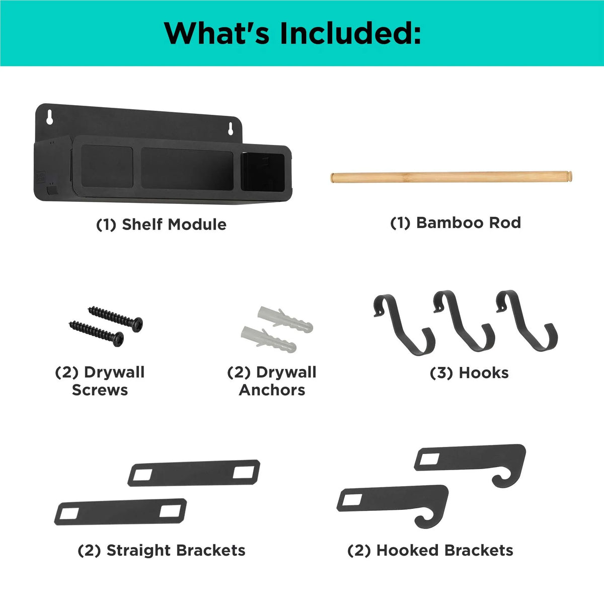 Black Hanging / Magnetic Rack System-Shelf W/Brackets