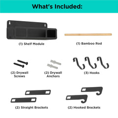 Black Hanging / Magnetic Rack System-Shelf W/Brackets