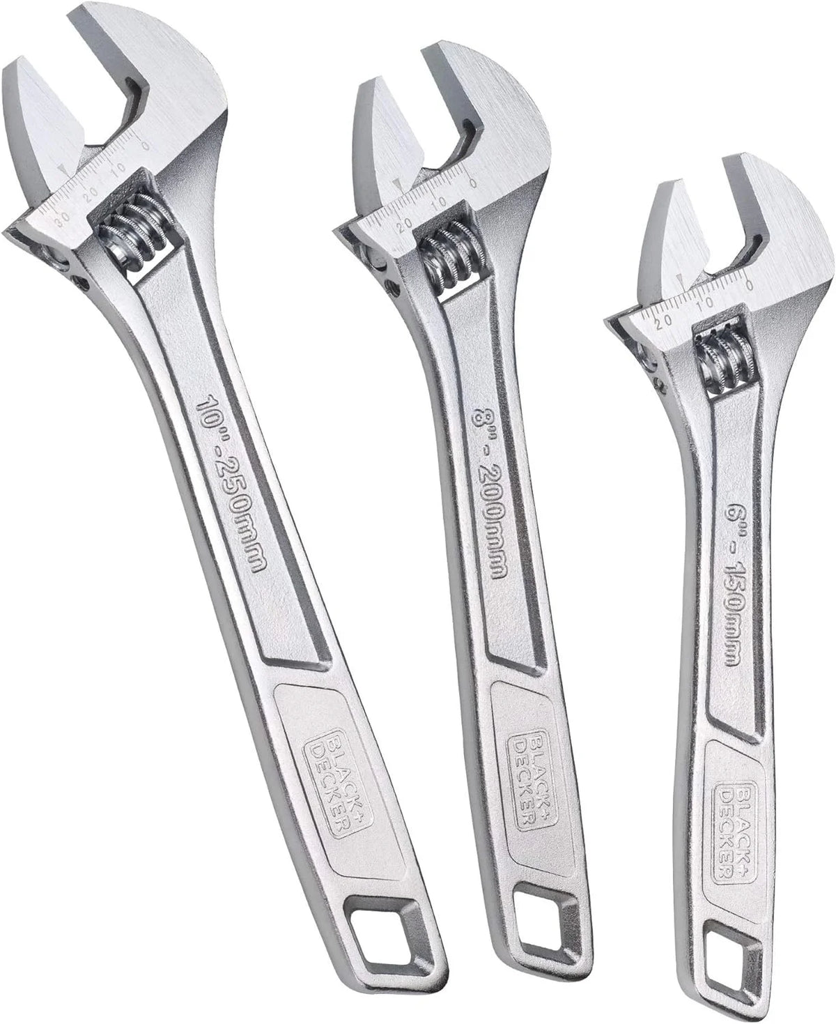Adjustable Wrench Set,  6 in., 8 in., and 1 in., Wide + Tapered Jaws