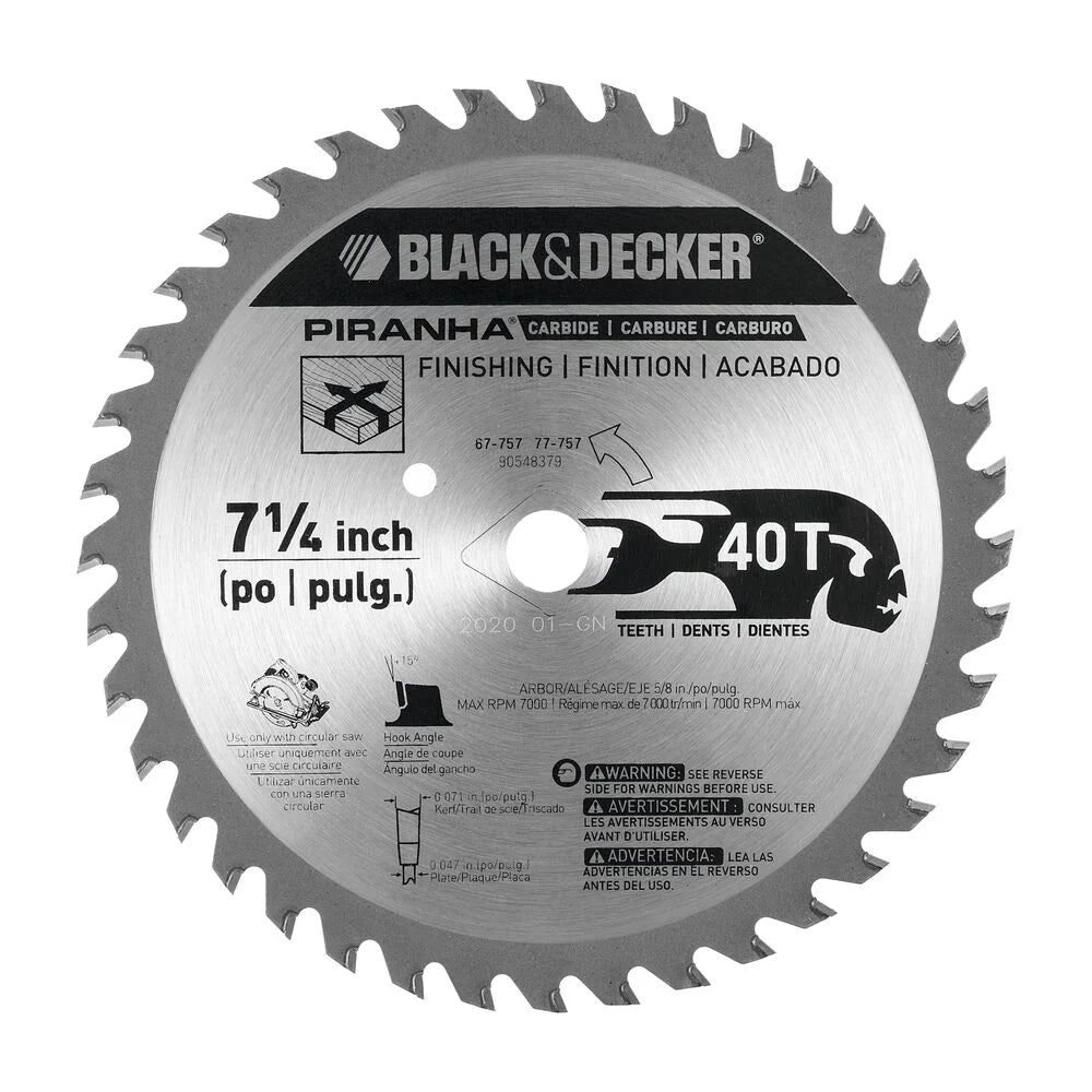 PIRANHA™ 7-1/4-Inch 40 Tooth ATB Thin Kerf Fine Finishing Saw Blade with 5/8-Inch